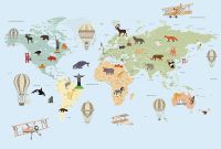 Фреска детская Ortograf Для самых маленьких 33731 Фактура флок FLK Флизелин (4*2,7) Голубой/Разноцветный, Карты арт-33731 (флок FLK) — фото 2, Фрески