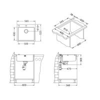 Кухонная мойка Alveus Pure 70 KMB-90 565x525 Брашированная сталь арт-1122385 — фото 4, Кухонные мойки