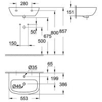 Раковина Grohe Bau Ceramic 55 Альпин-белый арт-39440000 — фото 6, Раковины подвесные