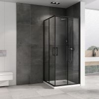 Душевой уголок Abber Schwarzer Diamant 100x100 профиль Черный стекло прозрачное арт-AG02100B5 — фото 1, Квадратные душевые уголки