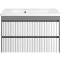 Тумба с раковиной Brevita Balaton 90 подвесная Белая матовая Серая матовая арт-УТ000012300 — фото 1, Тумбы с раковиной