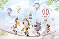 Фреска детская Ortograf Для самых маленьких 33696 Фактура флок FLK Флизелин (4*2,7) Голубой/Разноцветный, Животные/Воздушные шары арт-33696 (флок FLK) — фото 2, Фрески