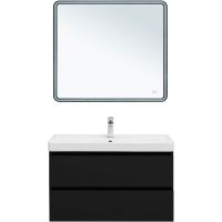 Тумба под раковину Aquanet Вега 2.0 90 подвесная Черная матовая арт-337956 — фото 6, Тумбы под раковину