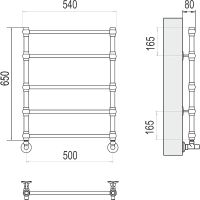 Водяной полотенцесушитель Terminus Прованс П5 500x650 Хром, нижнее подключение, G 1/2" ВР, с комплектом вентилей арт-4670030725059 — фото 4, Водяные полотенцесушители
