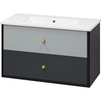 Тумба с раковиной Brevita 50 Shades of Grey Кристиан 100 подвесная Черная матовая Серая матовая арт-УТ000014283 — фото 1, Тумбы с раковиной