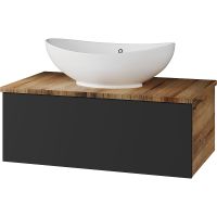 Тумба с раковиной Misty Ива 80 подвесная Графит Дуб Вотан арт-УТ000014119 — фото 1, Тумбы с раковиной