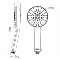 Душевая лейка Bravat Waterfall P70139CP Хром арт-P70139CP-2-RUS — фото 2, Лейки для душа