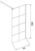 Шторка на ванну Grossman 90x150 профиль Черный стекло прозрачное арт-GR-10590BLACK — фото 3, Неподвижные шторки для ванной