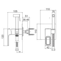 Гигиенический душ со смесителем Gappo G17-9 Оружейная сталь арт-G7217-9 — фото 11, Гигиенические души