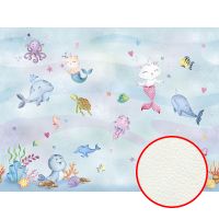 Фреска детская Ortograf Little Friends 34388 Фактура флок FLK Флизелин (4*3) Голубой/Разноцветный, Рыбы/Мультимедия арт-34388 (флок FLK) — фото 1, Фрески