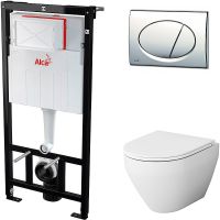 Комплект унитаза AM.PM Spirit FlashClean C701700WH+C707857WH с инсталляцией Alcaplast Sadromodul AM101/1120+M71 с сиденьем Микролифт и клавишей смыва Хром арт-C701700WH+C707857WH+SETAM101/1120-3:1RUS — фото 1, Комплекты унитаз + инсталляция