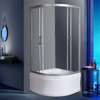 Душевой уголок WeltWasser WW500 С 90х90 профиль Хром матовый стекло прозрачное арт-10000004083 — фото 1, Душевые уголки четверть круга