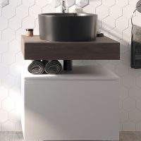 Тумба с раковиной STWORKI Ольборг 60 подвесная Белая матовая Дуб карпентер арт-481123 — фото 1, Тумбы с раковиной