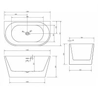 Акриловая ванна Abber 130х70 без гидромассажа арт-AB9216-1.3 — фото 5, Акриловые ванны