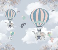 Фреска детская Ortograf Для самых маленьких 32932 Фактура флок FLK Флизелин (3,1*2,7) Голубой, Животные/Воздушные шары арт-32932 (флок FLK) — фото 2, Фрески