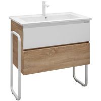 Тумба под раковину Grossman Солис 85 Дуб сонома Белая арт-108502 — фото 1, Тумбы под раковину