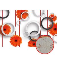 Фреска Ortograf 3D 30742 Фактура бархат золото FX-G Флизелин (4,2*2,7) Белый/Оранжевый/Черный, Цветы/Абстракция арт-30742 (бархат золото FX-G) — фото 1, Фрески