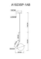 Товар: Подвесной светильник Artelamp Bolla-unica Белый Античная бронза арт-A1923SP-1AB - фото 4 Подвесной светильник Artelamp Bolla-unica Белый Античная бронза арт-A1923SP-1AB — фото 4, Подвесные светильники