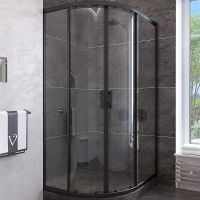 Душевой уголок Veconi Rovigo RV-107B 90x90 профиль Черный матовый стекло прозрачное арт-RV107B-90-01-C4 — фото 2, Душевые уголки четверть круга