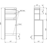 Стеллаж Sanflor 64 над стиральной машиной Черный муар Белый муар арт-82613188 — фото 5, Стеллажи для ванной комнаты