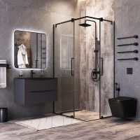 Зеркало Bond Loft 80x80 с подсветкой Черное глянцевое с бесконтактным выключателем арт-M35ZE-8080 — фото 4, Зеркала в ванную комнату