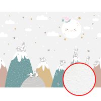 Фреска детская Ortograf Little Friends 34370 Фактура бархат FX Флизелин (4*3) Серый/Разноцветный, Горы/Животные арт-34370 (бархат FX) — фото 1, Фрески