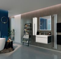 Шкаф пенал Roca Aneto 23 L подвесной Белый глянец Черный матовый арт-857431806 — фото 5, Пеналы для ванной комнаты