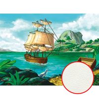 Фреска детская Ortograf Детские 5111 Фактура флок FLK Флизелин (2,2*1,6) Зеленый/Голубой/Коричневый, Корабли/Море арт-5111 (флок FLK) — фото 1, Фрески