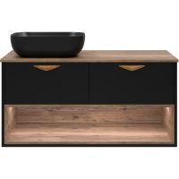 Тумба под раковину Brevita Bergen 105 подвесная Черная матовая Дуб Галифакс олово арт-BER-07105-19-02-2Я — фото 4, Тумбы под раковину