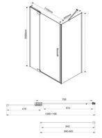 Душевой уголок Vincea Extra 110х90 профиль Черный стекло прозрачное арт-VSR-1E101190CLB — фото 6, Прямоугольные душевые уголки