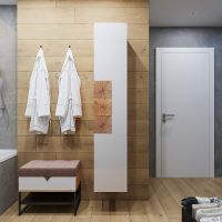 Шкаф пенал Бриклаер Форест 35 подвесной Дуб золотой Белый глянец арт-4627125416712 — фото 2, Пеналы для ванной комнаты