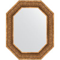 Зеркало Evoform Polygon 79х64 в багетной раме - Вензель бронзовый 101 мм арт-BY 7234 — фото 1, Зеркала в ванную комнату