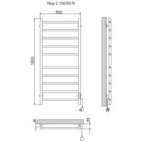 Электрический полотенцесушитель Ника Way-2 100/50 Хром арт-WAY-2 100/50 прав — фото 2, Электрические полотенцесушители