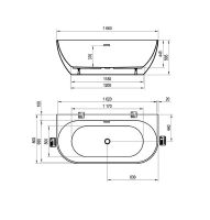 Акриловая ванна Ravak Freedom W 166x80 без гидромассажа арт-XC00100024 — фото 7, Акриловые ванны