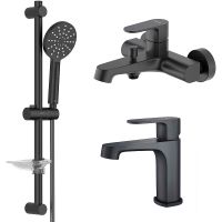 Комплект смесителей Aquatek Оберон Черный матовый арт-AQ1230MB — фото 1, Готовые комплекты для ванной комнаты