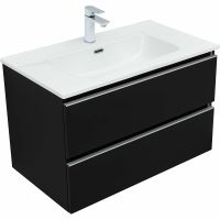 Тумба под раковину Aquanet Вега 80 подвесная Черная матовая арт-329597 — фото 2, Тумбы под раковину