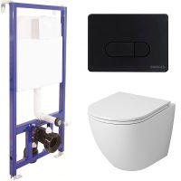 Комплект унитаза Grossman GR-4455S с инсталляцией Berges Novum D5 040235 с сиденьем Микролифт и Черной матовой клавишей смыва арт-GR-4455S+040235 — фото 1, Комплекты унитаз + инсталляция