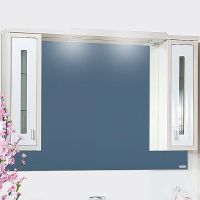 Зеркало со шкафом Бриклаер Бали 120 с подсветкой Светлая лиственница Белое глянцевое арт-4627125411984 — фото 2, Зеркальные шкафы в ванную