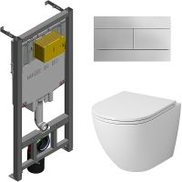 Комплект унитаза Grossman GR-4455S с сиденьем Микролифт и инсталляцией Jacob Delafon E29025-NF+E4316-CP с клавишей смыва Хром арт-GR-4455S+ E29025-NF+E4316-CP — фото 1, Комплекты унитаз + инсталляция