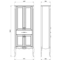 Шкаф пенал ASB-Woodline Модерн 60 Белый с патиной Серебро арт-11258 — фото 5, Пеналы для ванной комнаты