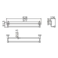 Полотенцедержатель CeramaLux Quadro двойной Хром арт-61909 — фото 2, Полотенцедержатели