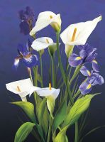 Фреска Ortograf Flower Dreams 31634 Фактура бархат FX Флизелин (2*2,7) Синий/Зеленый/Белый, Цветы арт-31634 (бархат FX) — фото 2, Фрески