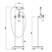 Смеситель для ванны Abber Klassik Золото арт-AF8415G — фото 3, Смесители напольные