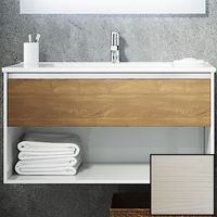 Тумба с раковиной SanVit Контур 90 с фактурой под дерево подвесная Лиственница арт-kkont090 — фото 1, Тумбы с раковиной