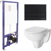 Комплект унитаза Damixa Jupiter DX77C1738SC с инсталляцией Berges Novum L5 040215 с сиденьем Микролифт и Черной матовой клавишей смыва арт-DX77C1738SC+040215 — фото 1, Комплекты унитаз + инсталляция