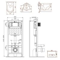 Комплект унитаза с инсталляцией AM.PM Like с сиденьем Микролифт и Черной матовой клавишей смыва арт-IS47038.801900 — фото 9, Комплекты унитаз + инсталляция