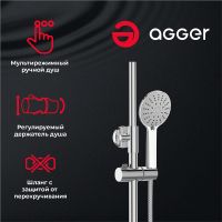 Душевая система Agger Thermo Хром арт-A2461100 — фото 3, Душевые стойки