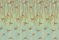 Фреска Ortograf Flora 31160 Фактура бархат FX Флизелин (4*2,7) Бирюзовый/Коричневый, Листья/Птицы арт-31160 (бархат FX) — фото 2, Фрески
