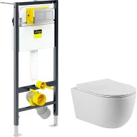 Комплект унитаза Vincea Evo Rimless VT1-34S с инсталляцией Viega Prevista Dry 8524.14 792596 с сиденьем Микролифт и клавишей смыва Хром арт-VT1-34S+792596 — фото 1, Комплекты унитаз + инсталляция