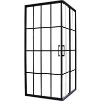 Душевой уголок Ceruttispa Muza 90x90 профиль Черный стекло прозрачное с рисунком арт-MUZA90 — фото 2, Квадратные душевые уголки